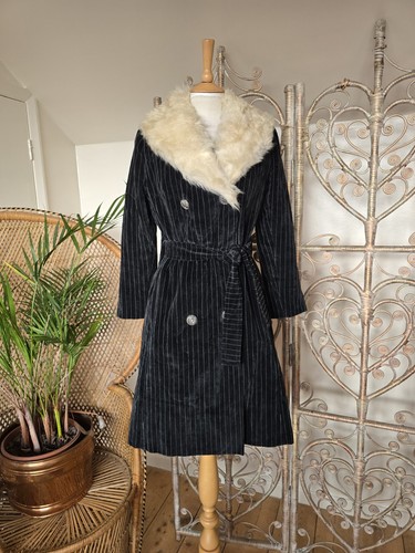 Vintage black pinstripe - , faux