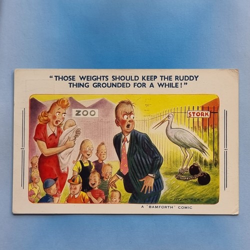 Comic postcard 1961 zoo - comic,