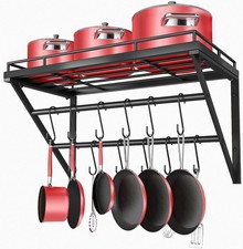 OROPY Wall Mount Pot Pan Racks, Saucepan Hanging Rack, Kitchen Utensils Hanging.