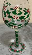 Holly Berry Wine Glass Hand