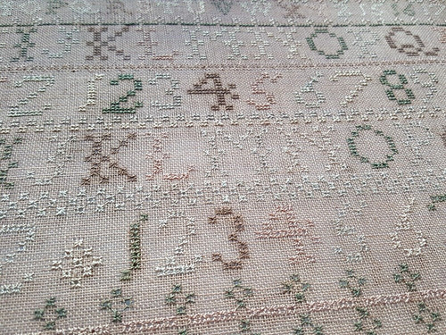 Sampler antique 1865 hand - sampler,