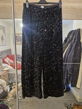 Black Sequin Wide Leg Shein