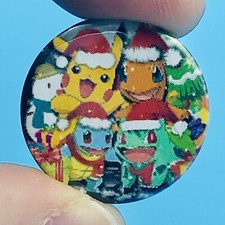POKEMON PIKACHU CHRISTMAS BUTTON PIN BADGE