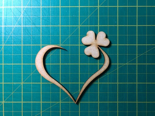 Heart shamrock mdf laser cut - heart, shamrock,