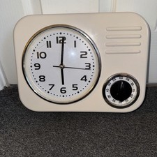 Black Retro Style Vintage Kitchen Wall Clock with Timer 