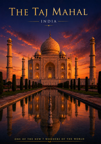 Taj mahal sunset wall - mahal,