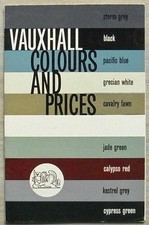 VAUXHALL VIVA Velox CRESTA Victor VX 4/90 Colour Chart Price List 19 Oct 1964