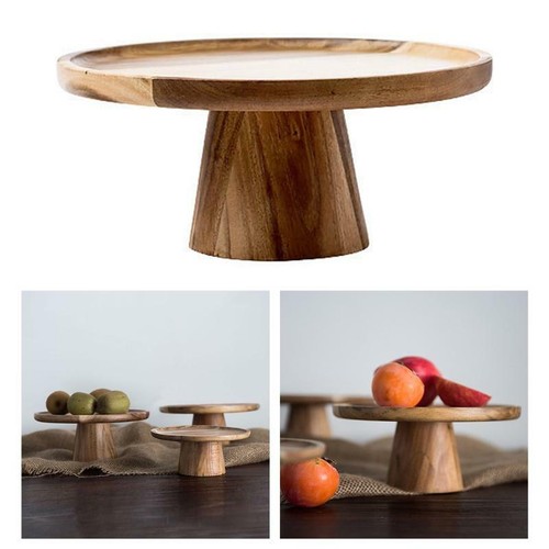 Wooden round pedestal dessert - round,
