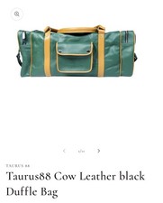 Beautiful Taurus 88 Leather Duffle Bag with Shoulder Strap Green Tan . NWOT