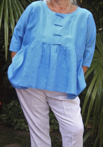 Pure linen forget not - linen, blue