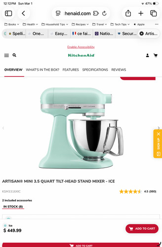Kitchenaid artisan mini 5qt - kitchenaid, 3.5qt