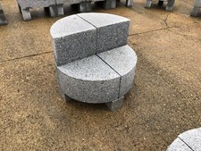 MODERN ROUND GRANITE SOLID STONE SEAT BENCH -SILVER  GREY - FREE DELIVERY