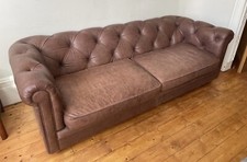 Sofa . com Patrick 3 Seater Brown Leather Sofa (Chesterfield Style)