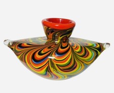 Vtg MCM Art Glass Cased Vase