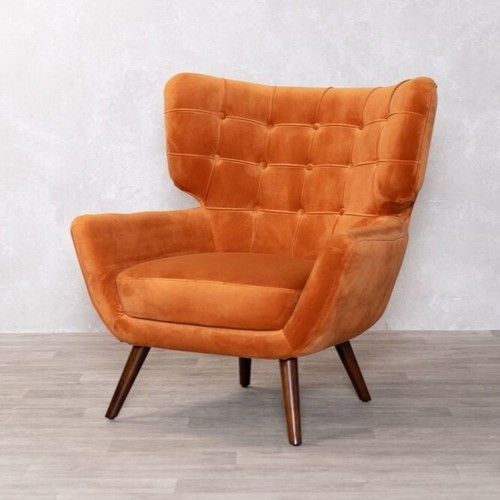 Armchair orange velvet chair - velvet,