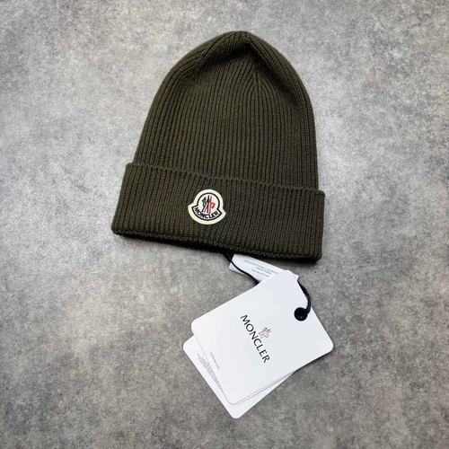 Moncler khaki ribbed wool logo - khaki,