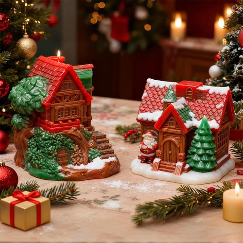 Christmas snow house - christmas, candle