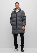HUGO Boss Coat Puffer Jacket Grey Down Red Label Logo Men’s EU 50 UK Large £489