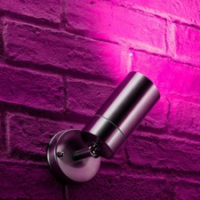 Auraglow Stainless Steel Outdoor Remote Controlled Colour Changing GU10 Wall Lig