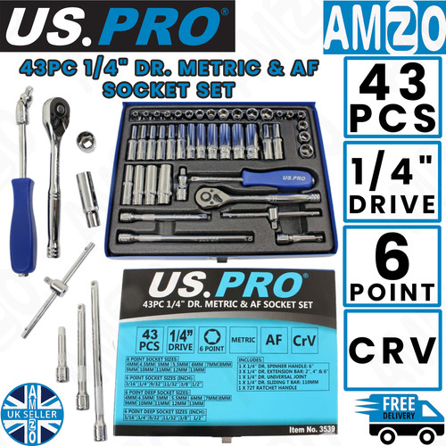 Pro tools 43pc - 1/4", dr