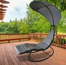 redwood! Outsunny Helicopter Style Rocking Sun Lounger With Sun Shade - Grey