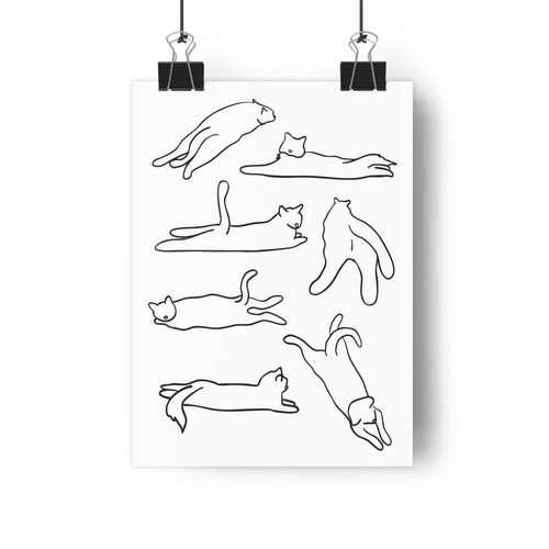 Cat sploot wall art giclée - cat,