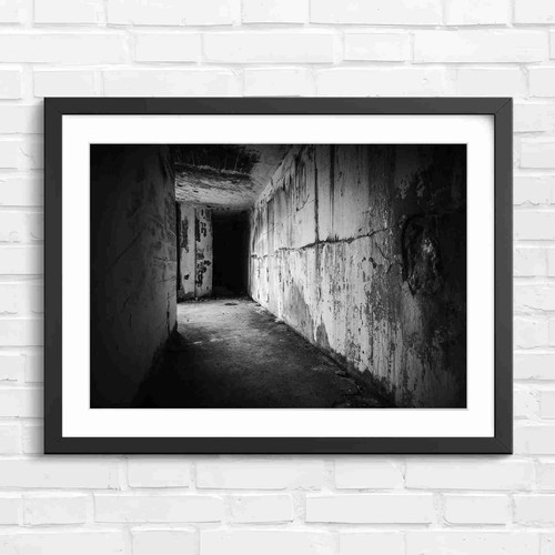 Dark abandoned bunker corridor - abandoned,