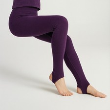 Purple Thermal Fleece-Lined Stirrup Leggings – One Size – Super Soft & Warm