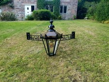Very large brass Victorian style wall bow lamp/light/lantern coach house outdoor