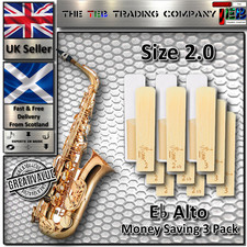 Saxophone Reeds - Alto Sax - Size 2.0 - Strength Reed - Great Value 3 Pack - UK