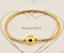 New Genuine Pandora Moments Shine Gold Smooth Snake Chain Bracelet 568748C00
