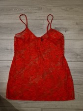 Ann Summers Sheer Red Lace The Dark Hours Chemise Size Medium 12-14