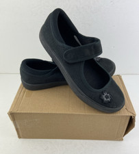 Clarks Girl's Hopper Go Black Fabric Canvas Shoes UK 2 F Casual Flat Pumps, VGC.