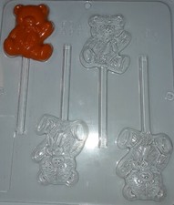 TEDDY BEAR WAVING CHOCOLATE LOLLIPOP MOULD  4 CAVITY 