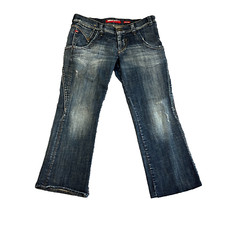 Womens Miss Sixty Bootcut Jeans Stretch Blue Distressed Y2K VTG W33 L27