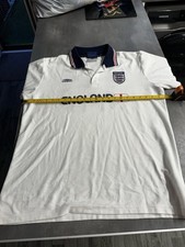 vintage umbro england polo shirt XL White 10 Retro Lineker Barnes Old School