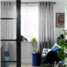 Save 50% Habitat Dalmatian Print Lined Eyelet Curtains Black & White 168 x 229cm