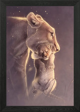 Lioness and her cub Framed