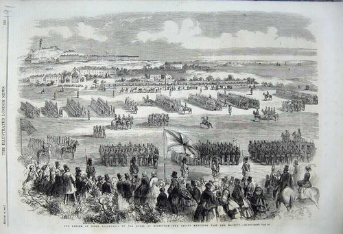 Old antique print 1860 rifle - antique,