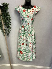 Vika Gazinskaya Satin Bright Floral Cap Sleeve Dress UK8