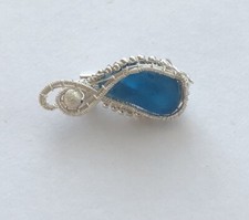 Genuine English Sea glass Jewellery Brooch In Silver, Unique Gift