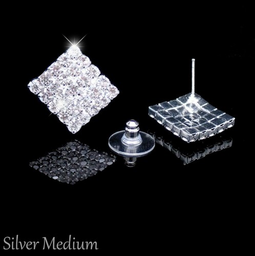 Diamond square stud earrings - diamond,