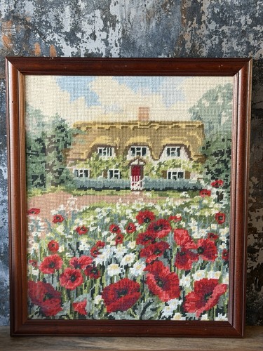 Vintage framed needlepoint - vintage,
