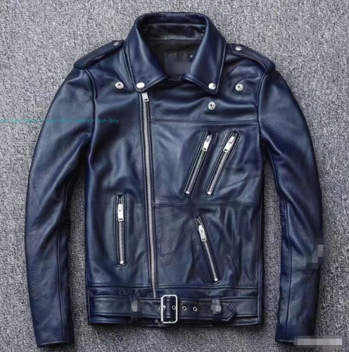 Men faux leather biker jacket - leather,