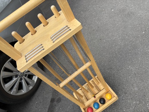 Vintage wooden croquet set - wooden,