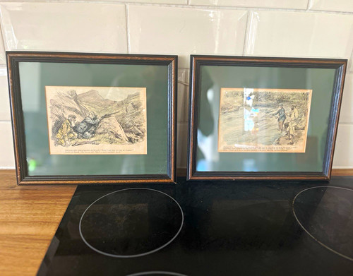 Pair vintage framed punch - pair,