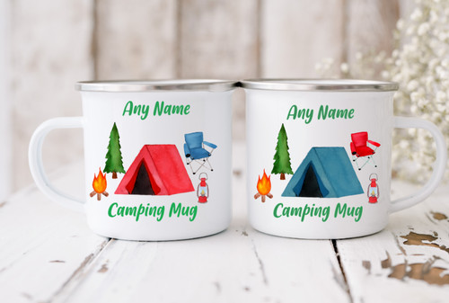 Personalised camping mugs cups - personalised,