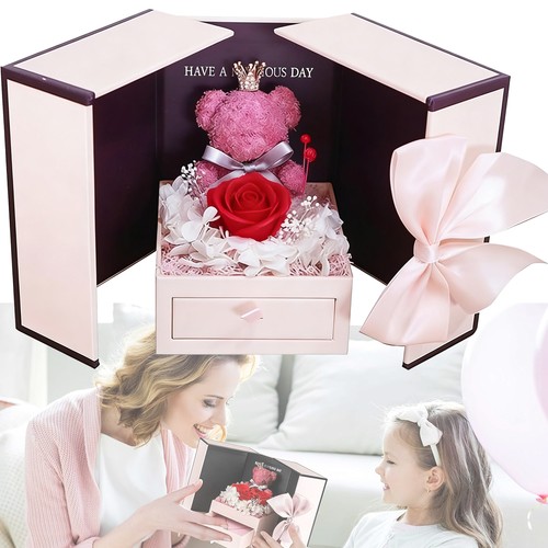Preserved red rose moss - rose, bear