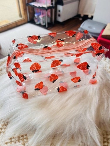 Strawberry print cosmetic - cosmetic, bag