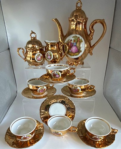 Gold white glossy china - white,